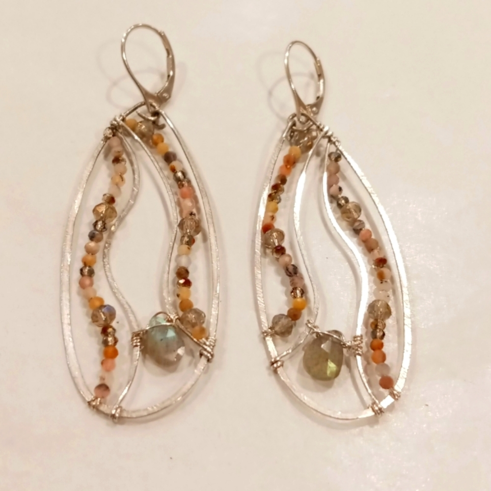 Handcrafted Labradorite and multicolored opal earrings